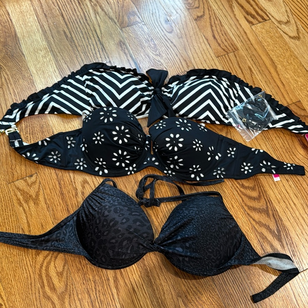 Lot of 3 Victoria secret bath suit bikini tops black and white